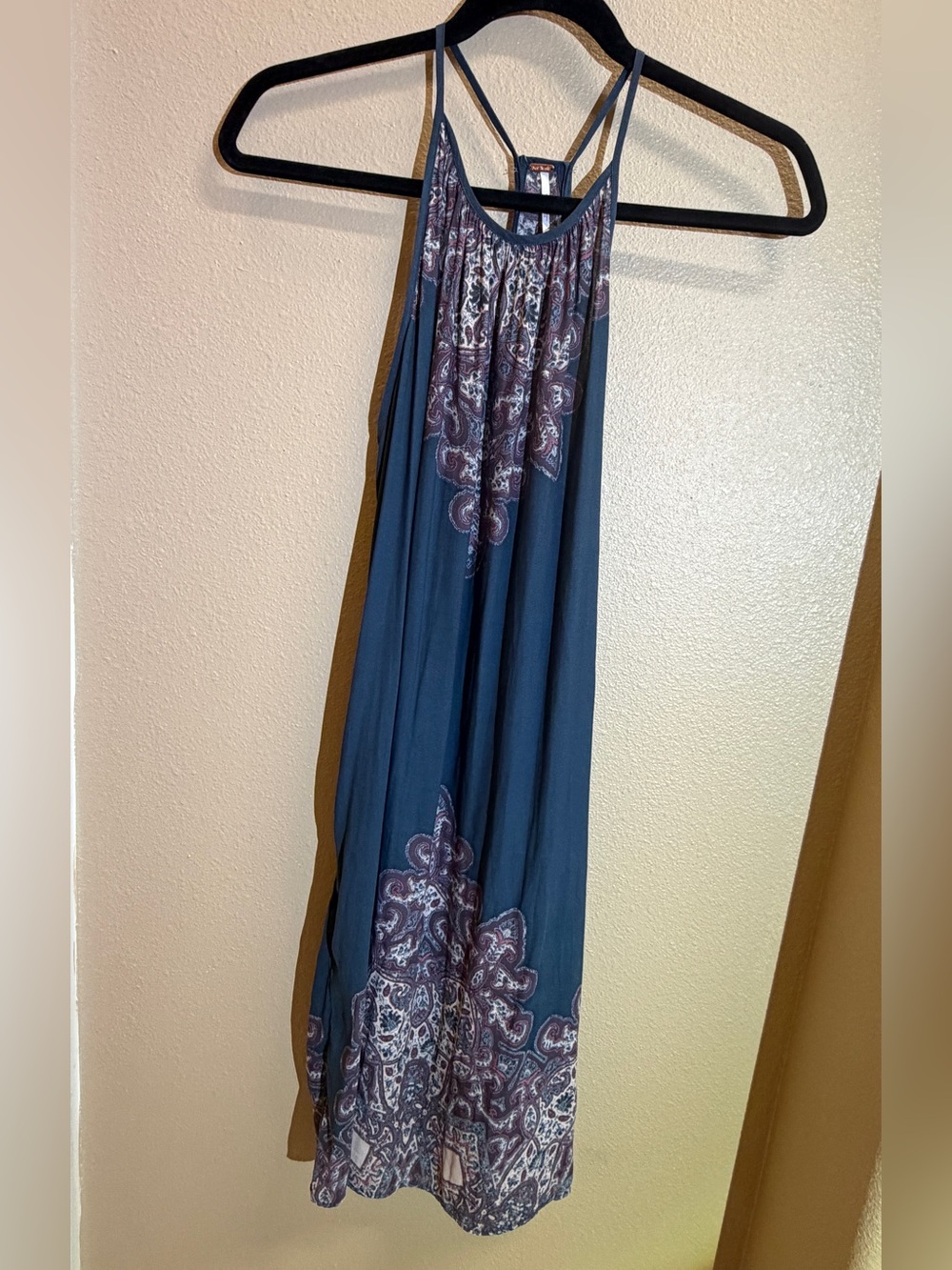 Free People Teal Blue & Paisley Print Dress